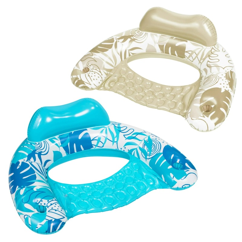 2 Packs Inflatable Pool Chair,Blow up Floating Pool Floats Chair ,Pool Party Toy for Summer (Blue, Champagne)