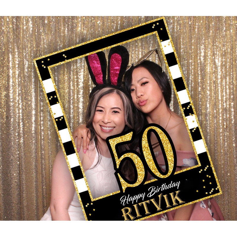 50th Birthday Party Selfie Photo Booth Frame & Props