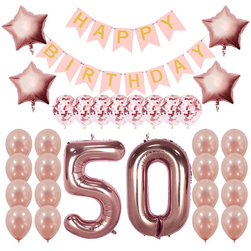 50Th Birthday Rose Gold Decorations Party Supplies Gifts
