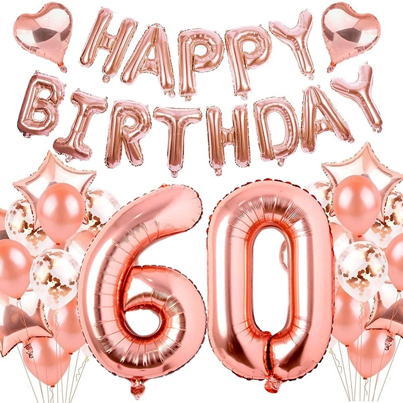 60th Birthday Rose Gold Decoration Kit