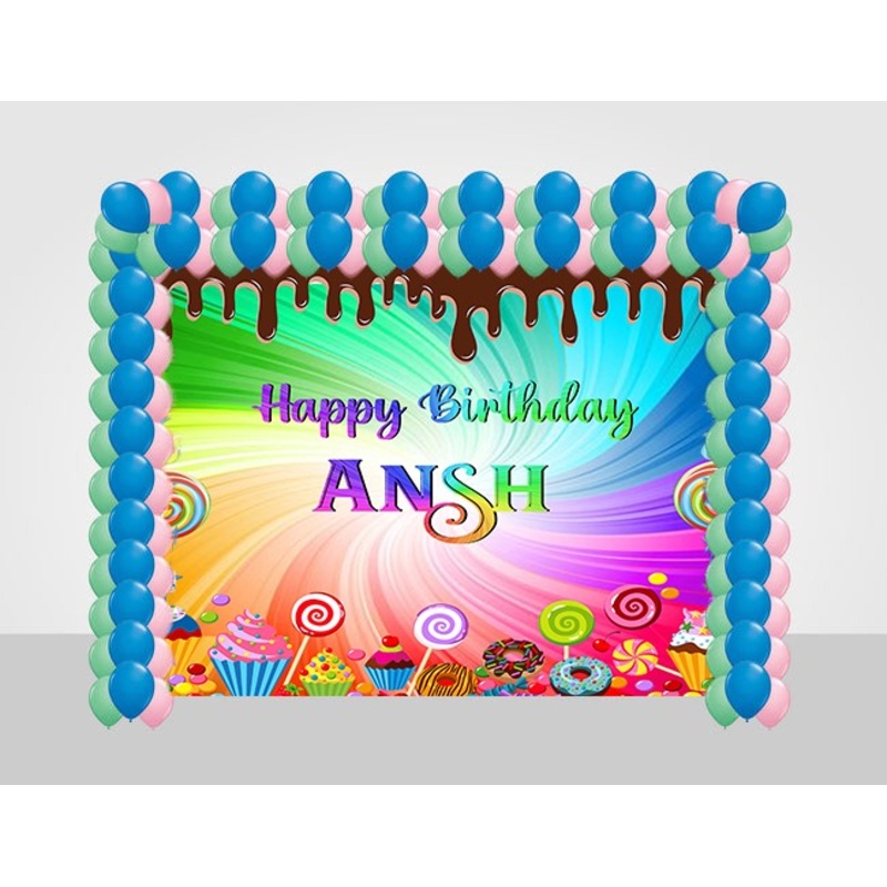 Candyland  Theme Party Decoration Kit with Backdrop & Balloons