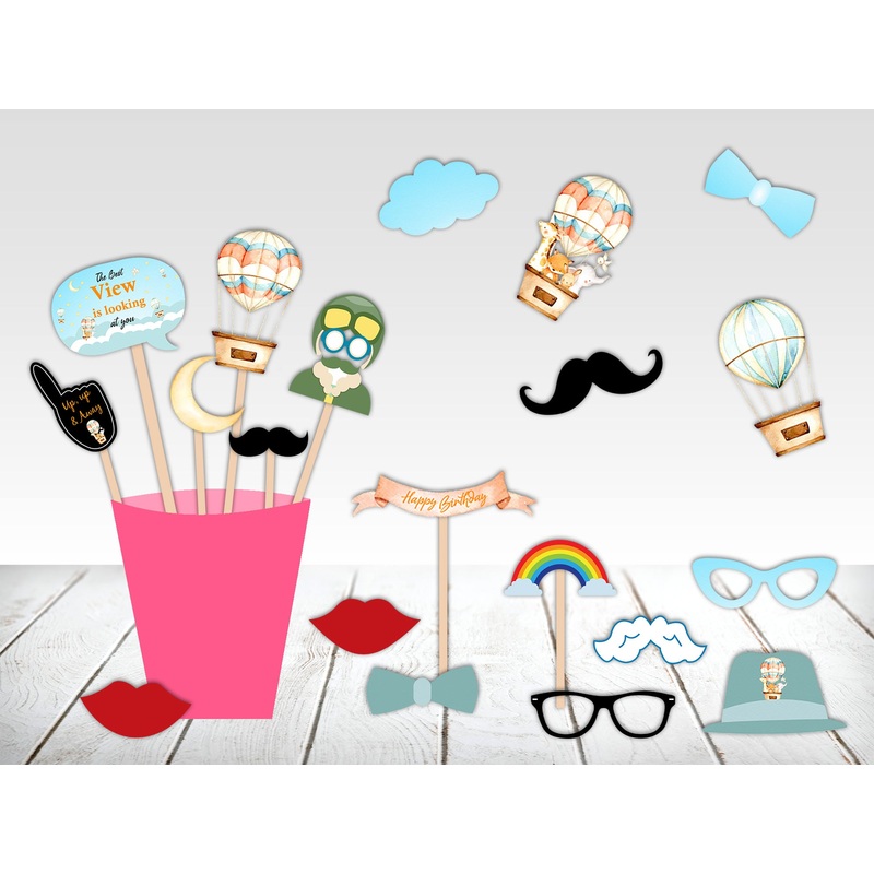 Hot Air Theme Birthday Party Photo Booth Props Kit