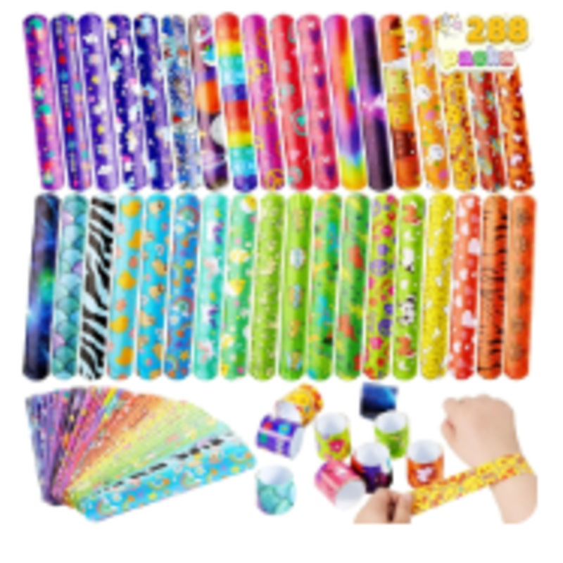 Joyfy 288 Pcs Slap Bracelets Party Favors - 36 Designs with Cute and Colorful Themes - for kids Easter Valentine Party Favors