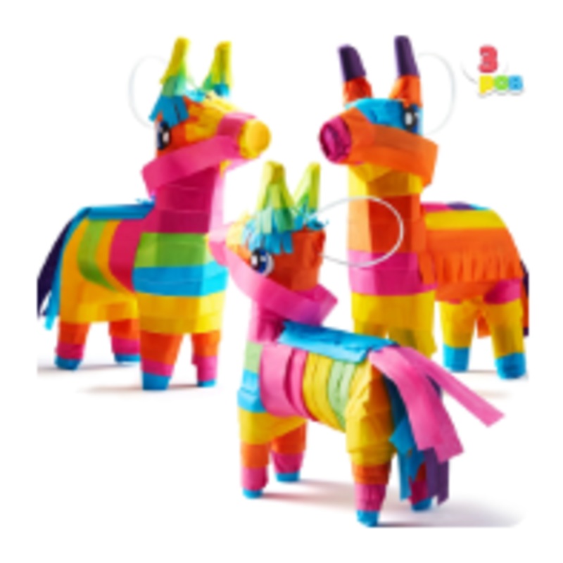 JOYFY 3 Pcs Mini Donkey Pinatas for Kids Birthday Party 5"x 7" Rainbow Color Party Supplies for Cinco De Mayo, Fiesta Taco, Luau Event, Mexican Theme Decoration, Taco Tuesday Event, Carnivals
