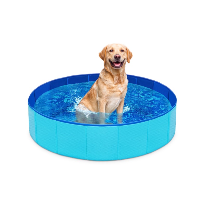 JOYFY 32 x 8 Inches Plastic Kiddie Pool, Pet Swimming Pool Foldable Portable for Dogs Cats and Kids Blue
