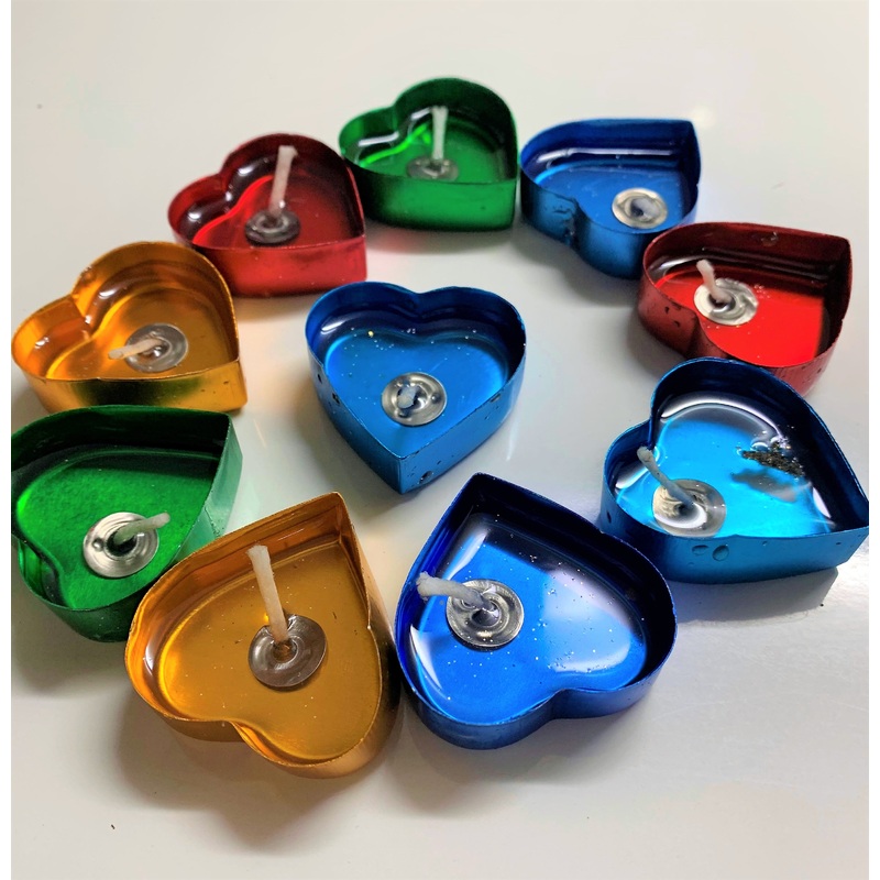 Multi Gel Wax Tealight Heart Floating Candle