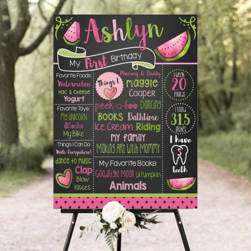 One In A Melon Customized Chalkboard/Milestone Board for Kids Birthday Party