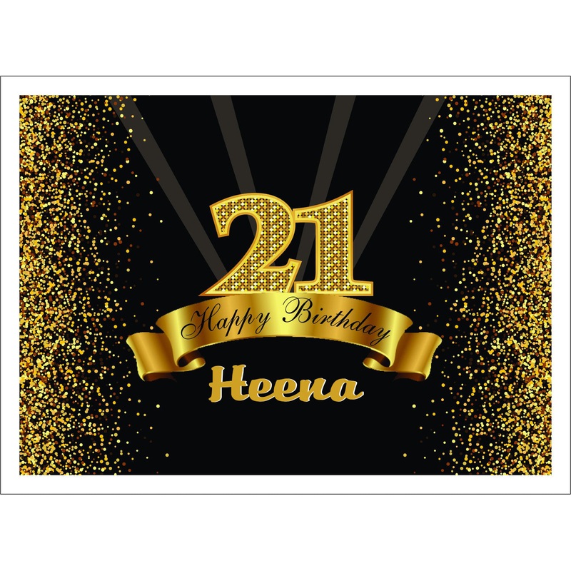 Personalize 21th Birthday Black Party Backdrop Banner