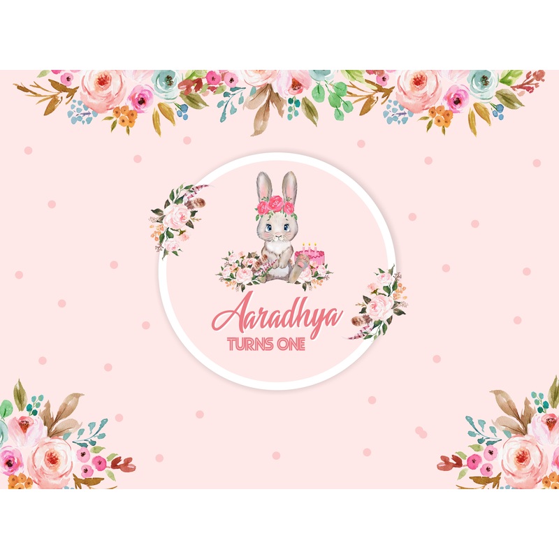 Personalize Bunny Birthday Backdrop Banner