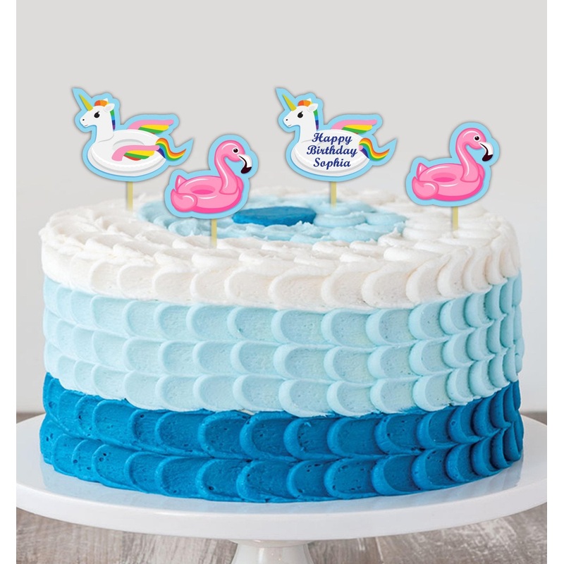 Pool Party Birthday Cake Topper for Decoration
