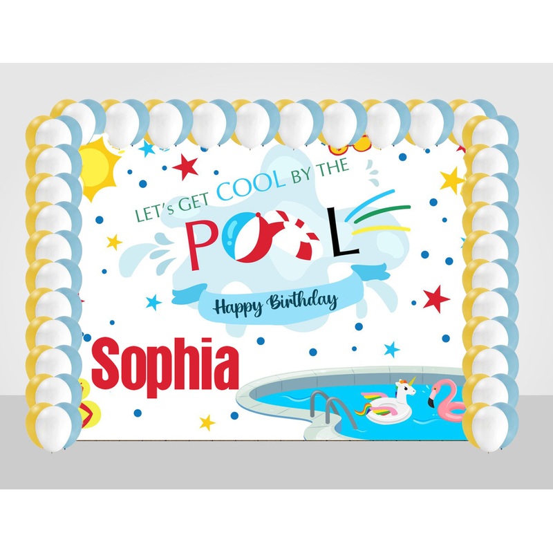 Pool Party Decoration Kit with Backdrop and Balloons