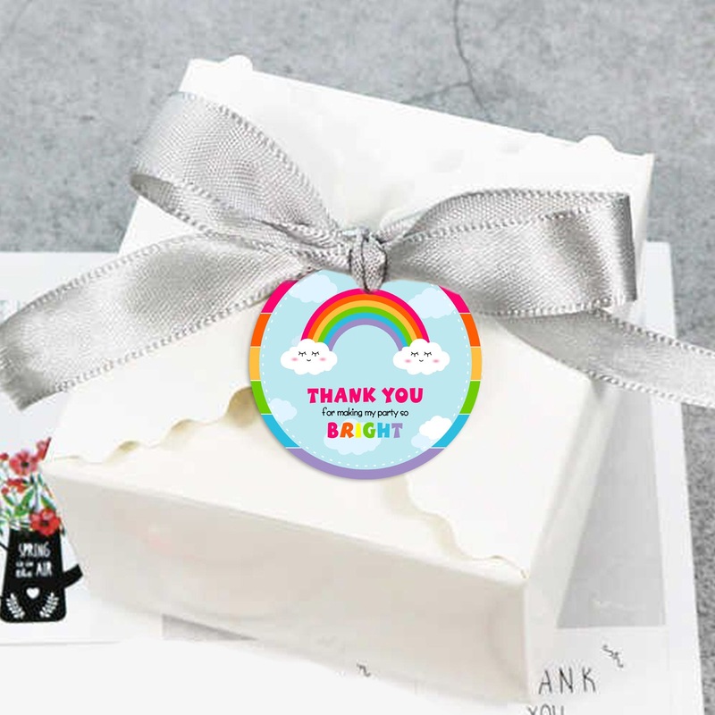Rainbow Theme Birthday Party Thank You Gift Tags