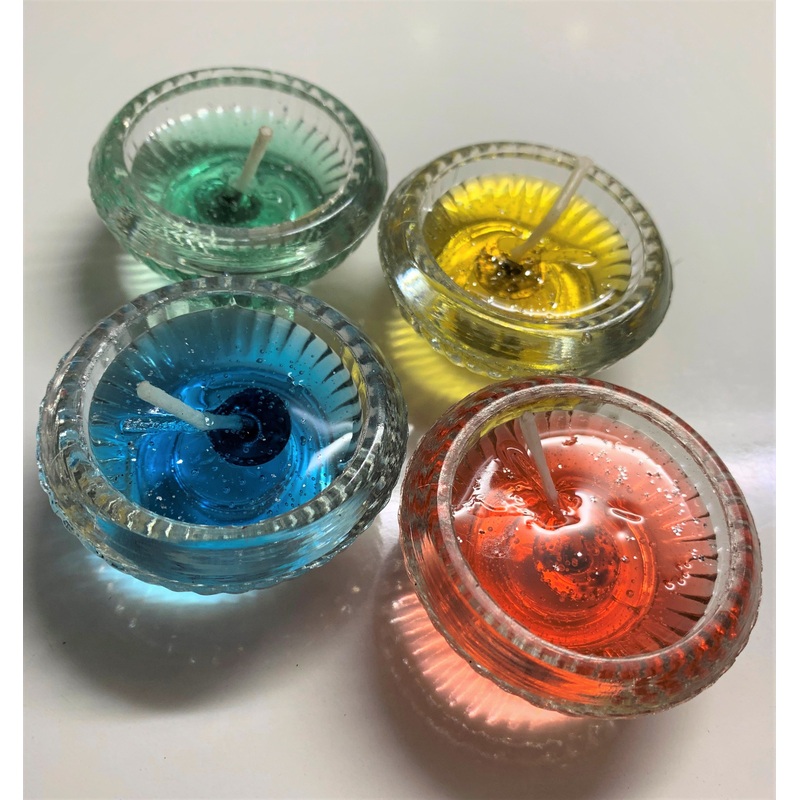 Round Glass Colored Wax Candle