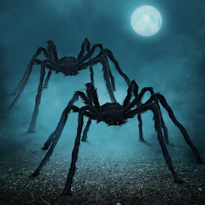 Syncfun 2 Pack 5 FT Giant Spider Halloween Decorations,Scary Spider Halloween Decorations Outdoor Party Decorations Props Halloween Yard Decorations,Black