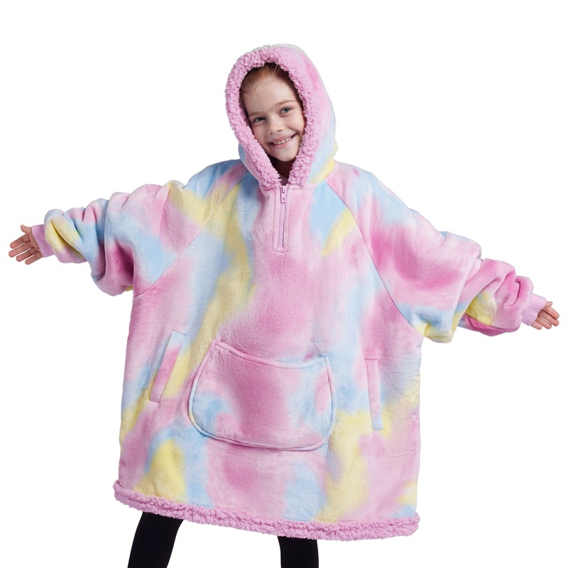 Syncfun Kids Wearable Blanket Hoodie, Warm and Cozy Flannel Sweatshirt for Gilrs and Boys Christmas Birthday Gifts