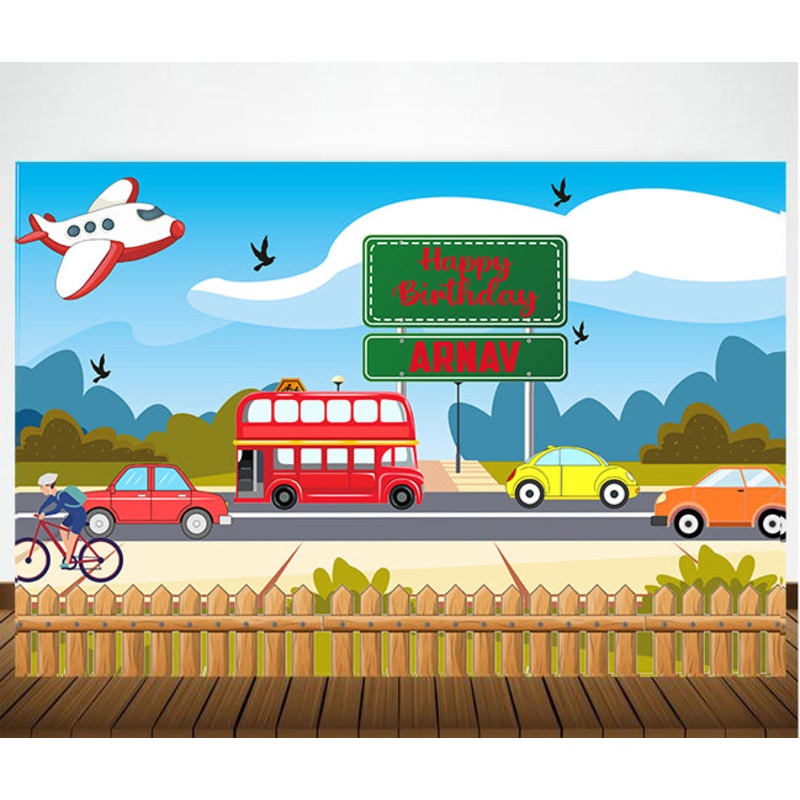 Transport Theme Birthday  Backdrop Banner for Decoration