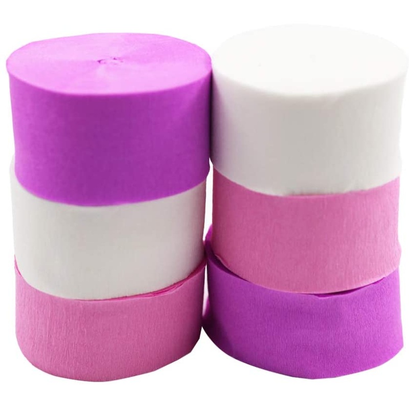 White ,Pink And Purple Crepe Paper Crepe Paper Streamer (18 Piece) - Party Supplies For Parties, Baby Shower, Bridal Shower