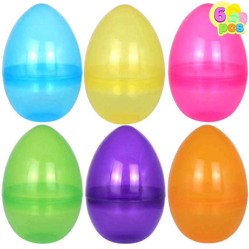 6-Pack 10-Inch Giant Easter Eggs Clear Color, Perfect for Easter Egg Hunts, Easter Basket Fillers/Stuffers