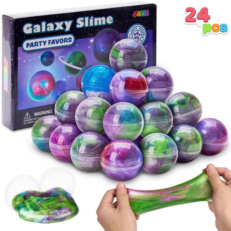 Joyfy 24 Pcs Mini Slime Party Favors Multicolor Galaxy Slime Balls Putty for Kids, Stress Relief Treasure Bag Toys for Classroom, Easter Egg Stuffers, Birthday Party Supplies