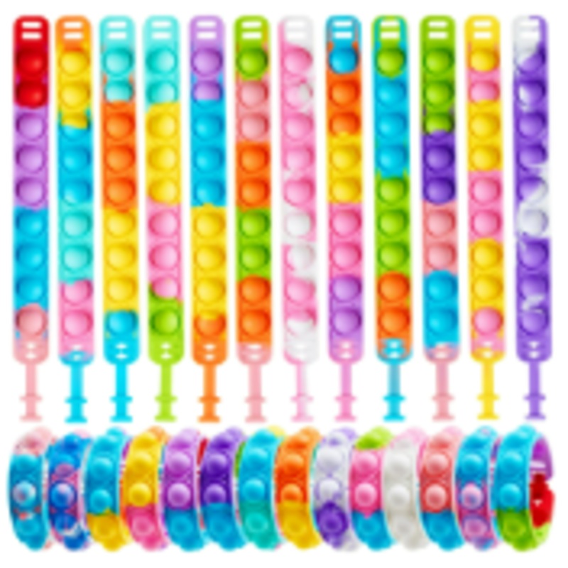 JOYFY 25 Pack Pop Fidget Bracelets Party Favors for Kids 4-8 & 8-12, Stress Relief Fidget Toys Adults with Anxiety, Goodie Bag Stuffers, Bulk ADHD Toys for Game Prizes, Birthday Gifts