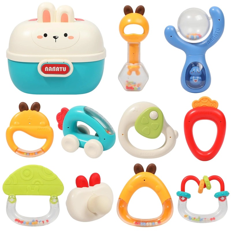 Joyfy Baby Rattles 0-6 Months, 10 Pack Baby Teething Toys, Soothing Teether for Baby, Newborn Baby Boy Girl Rattles Set Gifts