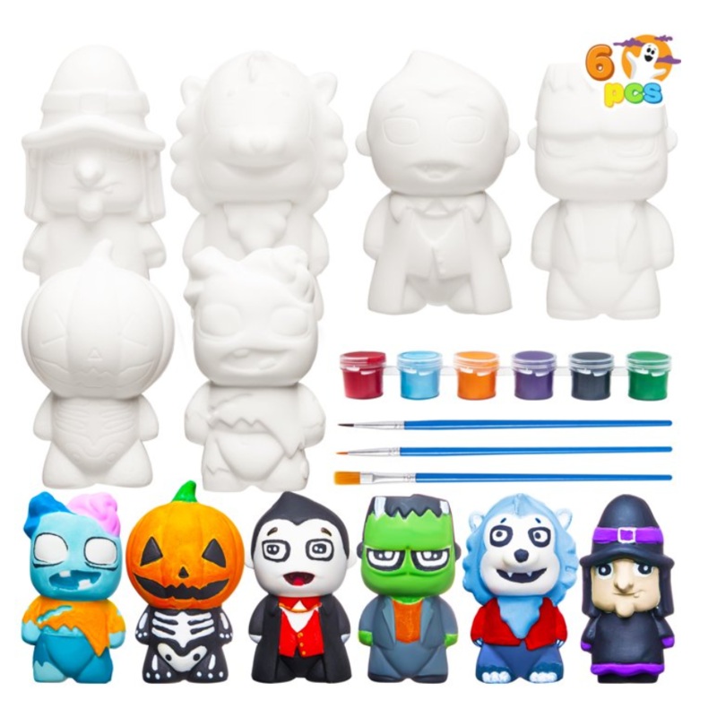 Joyfy Halloween Crafts for Kids,Halloween Squishy Toys Coloring Craft Kit with 6 Different Characters for Kids Activities Party Favors,Halloween Arts and Crafts