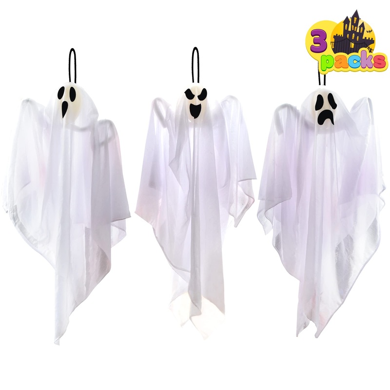 JOYIN 3 Pack Halloween Party Decoration 25.5" Hanging Ghosts, Cute Flying Ghost for Front Yard Patio Lawn Garden Party Dcor and Holiday Decorations