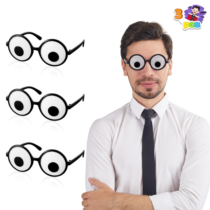JOYIN 3 Pcs Halloween Glasses,Eyeball Glasses Amusing Wiggly Eyes Glasses Funny Glasses for Adult Posing Props Masquerade Costume Birthday Party Cosplay Supplies