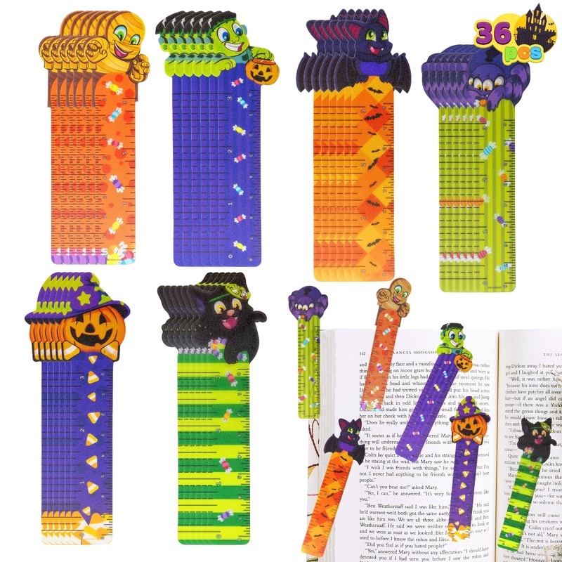 JOYIN 36 Pcs Halloween Bookmark Rulers,Ruler Markers with Halloween Themed for Classroom Prizes and Trick or Treat Prizes,Halloween Goodies,Halloween Party Favors Bulk