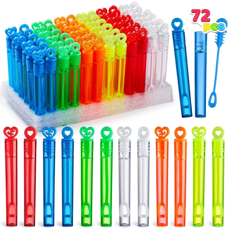 JOYIN 72PCS Mini Bubble Wands Bulk, Summer Toy, Party Favor, Birthdays, Photo Prop Decorations, Gift, Circle & Heart Shapes for Kids