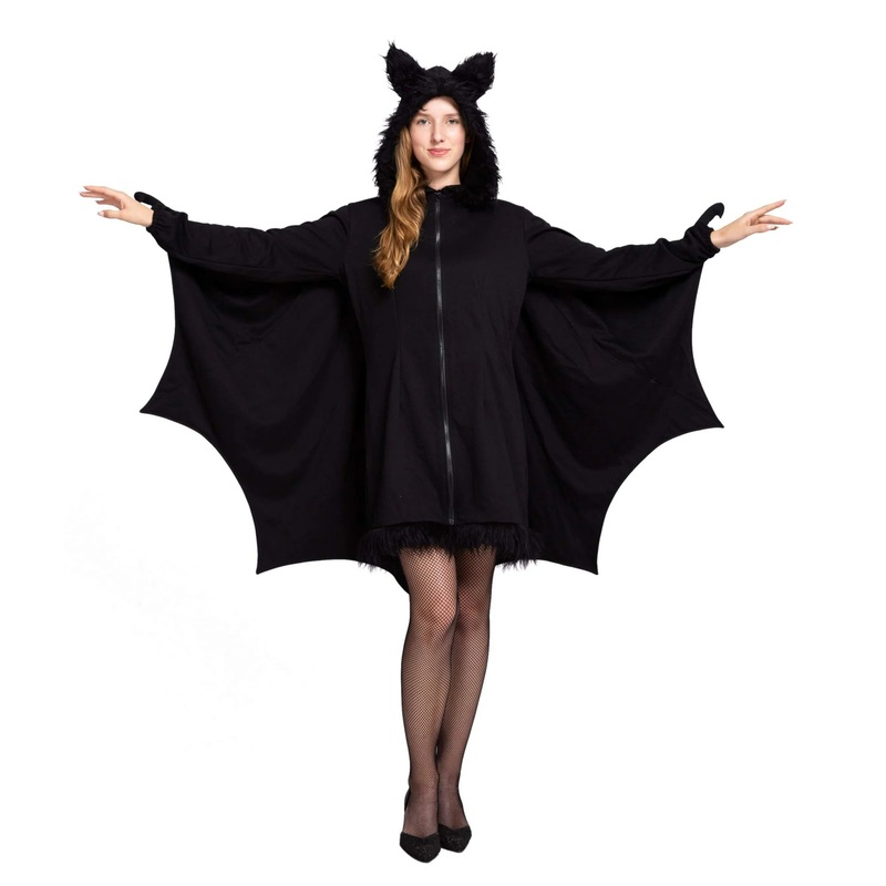 Spooktacular Creations Black Bat Costume Adult Women, Halloween Hoodie Costume Bat Winged, M