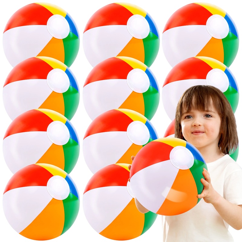 Syncfun 12 Pack Rainbow Beach Balls,12 inch Inflatable Swimming Pool Toys for Summer Games Pool Party Favors Summer Water Toy Fun Play Beachball Game for Kid Boys Girls