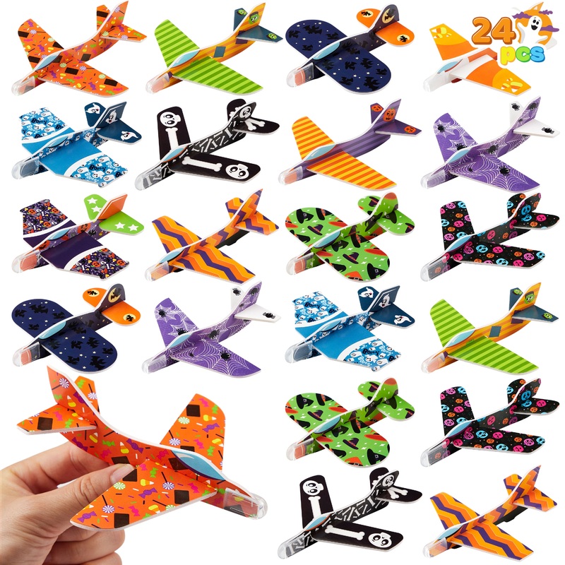 SYNCFUN 48 Pcs Halloween Foam Airplanes,12 Different Airplane Designs Halloween Toys Party Favors for Kids,Halloween Treat Bag Fillers