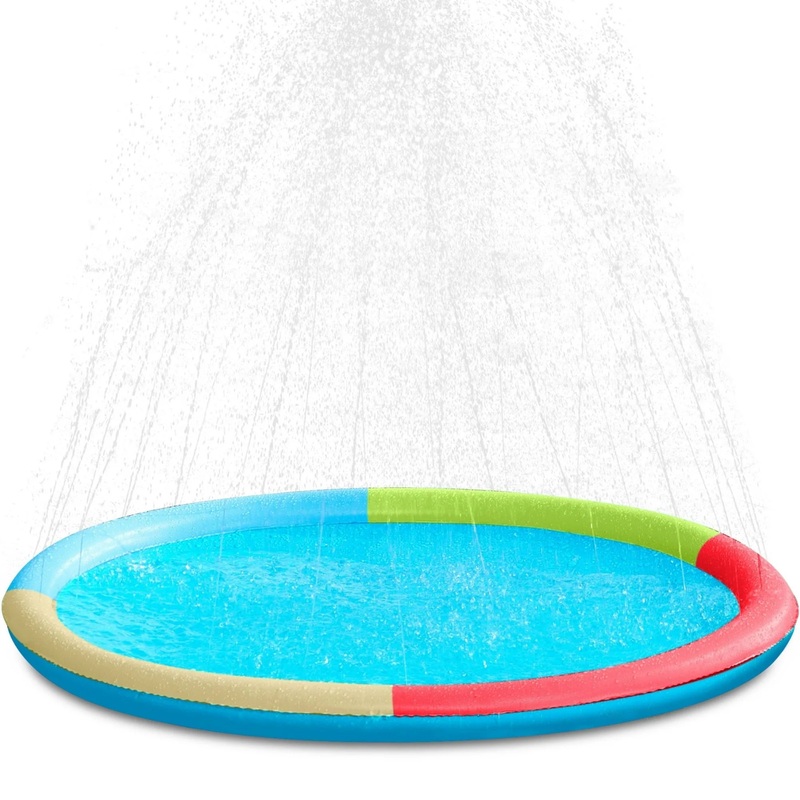 Syncfun 5ft Sprinkler Mat, Multicolor,Inflatable Non-Slip Splash Pad,Summer Outdoor Water Toys