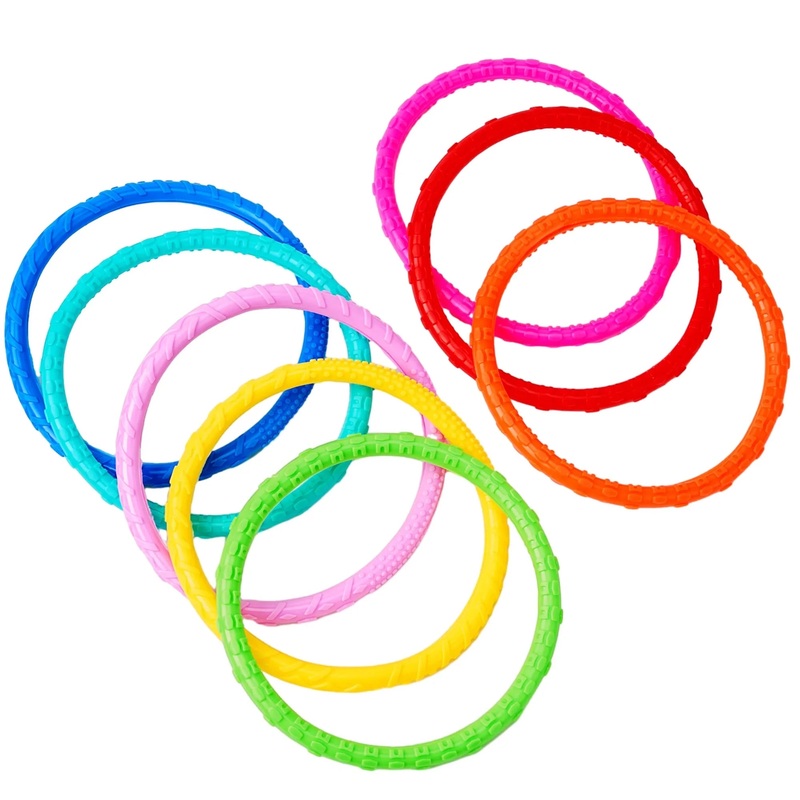 Syncfun Dive Rings Pool Toys, 8 Pcs Colorful Pool Rings for Kids, Underwater Training Pool Diving Rings, Swimming Pool Dive Ring Toy for Kids Gifts Summer Swim Water Fun Pool Games(Diving Circles)
