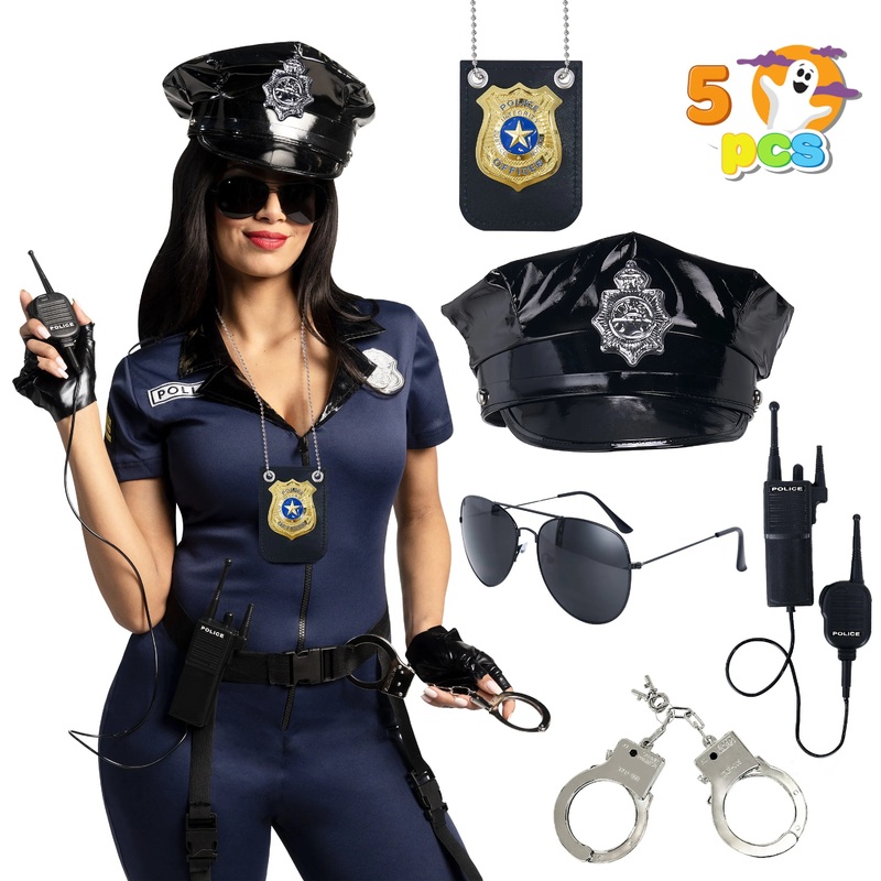 Syncfun Halloween costume for Adults,kids,police role play set (5 pieces),Cosplay police accessories
