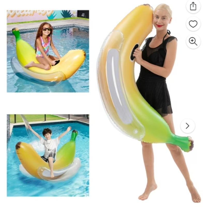 Syncfun Inflatable Banana Pool Float, Giant Banana Funny Pool Floats, Swimming Pool Party Decorations, Blow Up Ride on Pool Toys Rafts Lounge for Kids Adults