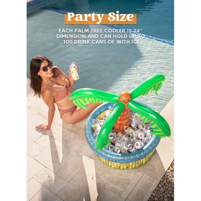 Syncfun Inflatable Palm Tree Cooler, 28" Inflatable Drink Cooler Luau Hawaiian Party Decoration, Beach Pool Party Supplies Accessories