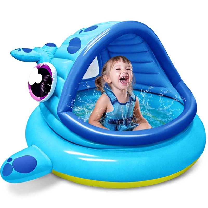 Syncfun Inflatable Shade Kiddie Pool for Baby, Whale Baby Pool Tent, Infant Swimming Pool for Kids54" x 56" x 28",Blow Up Toddler Pool for Swim Party Toys Summer Water Beach Fun