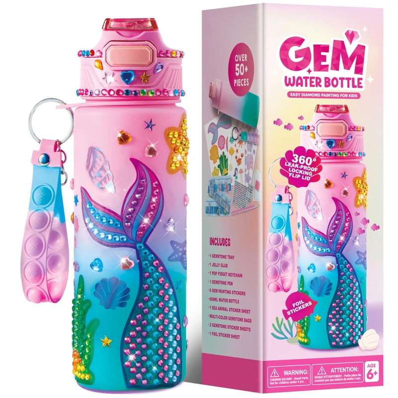 SYNCFUN Mermaid 20 oz Water Bottle with Gem Arts & Crafts