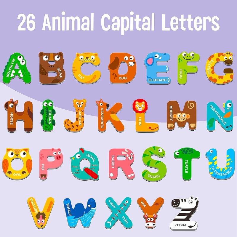 26 Pcs Animals Fridge Magnet Letters
