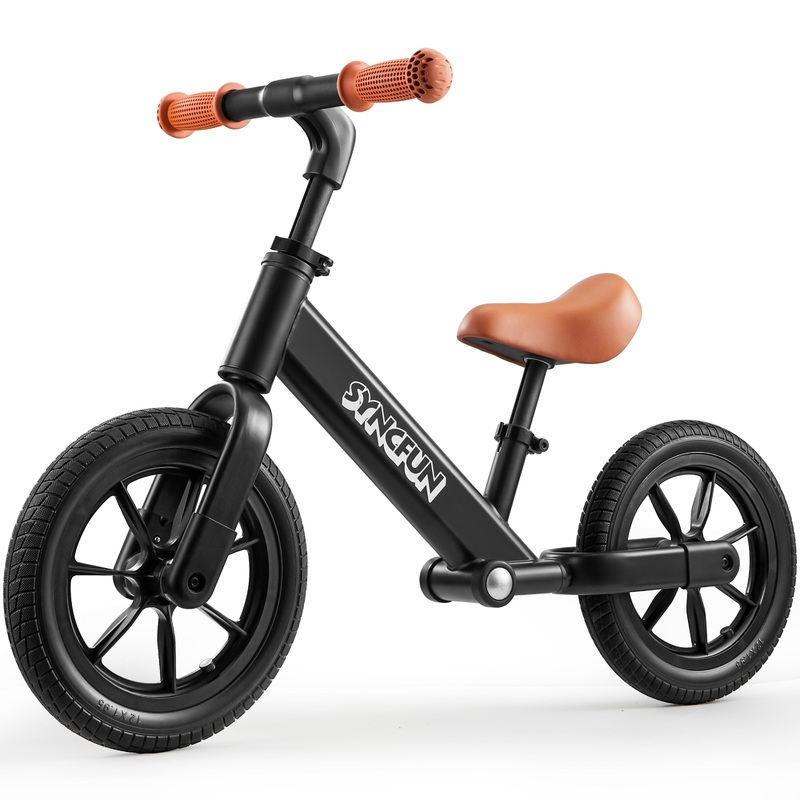 Balance Bike 2 Year Old 12" Toddler bike for Kids Age 18 Months to 5 Years Old No Pedal Adjustable Riding Toys with Anti-Skid Tires, Boys & Girls Gifts for Birthday Christmas, Black