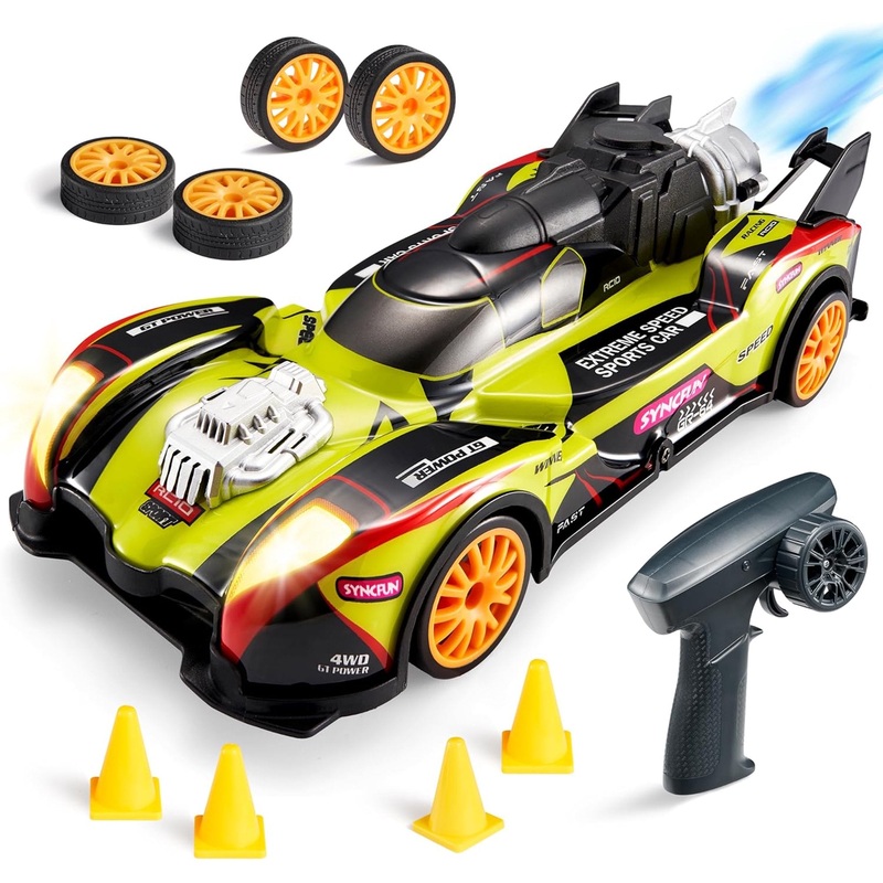 JOYFY 1:20 Scale Remote Control Car RC Drift, 2.4GHz Mini Drift RC Cars, Four-Wheel Drive, with Cool Smoke Effect, Birthday Gift Toy for 6+ Year Old Boys Girls Kids(Green)