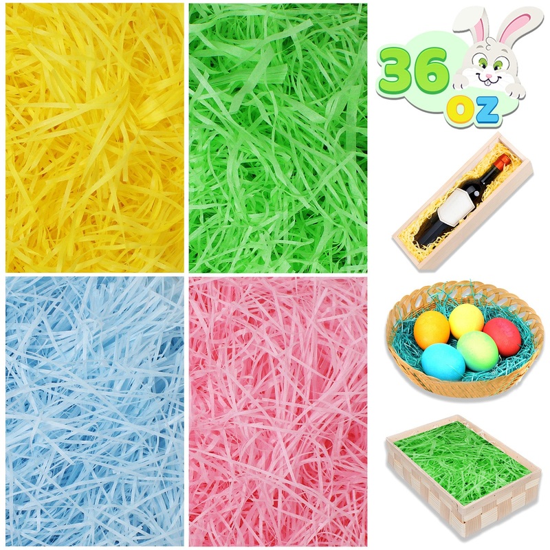 Joyfy 1000g (36oz ) Easter Grass for Baskets,Pink Yellow Sky Blue Green Recyclable Shredded Paper Easter Hunt,Party Decor