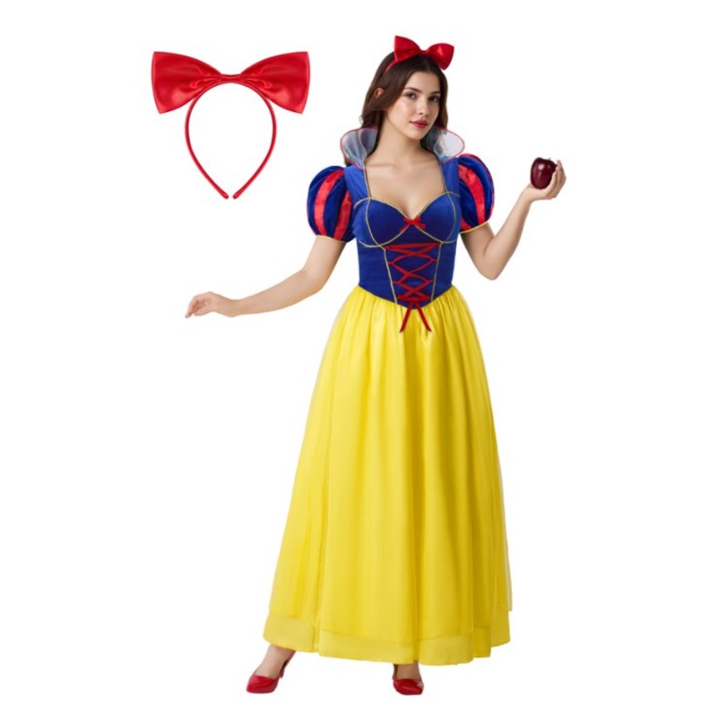 Joyfy Snow Princess Dress Costume for Women, Adult Halloween Costume with Headwear for Halloween Party Fancy Dress up Cosplay
