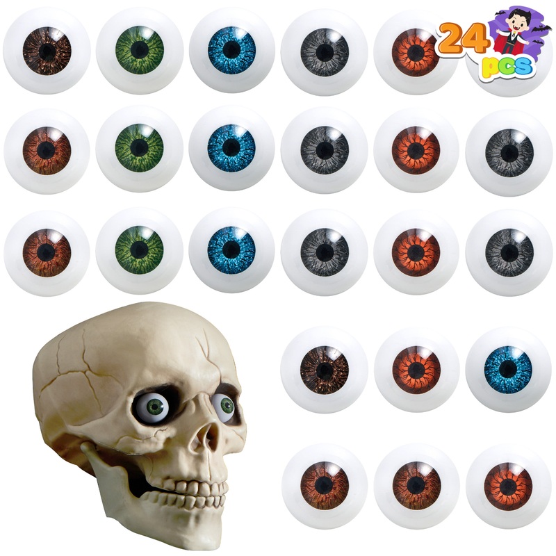 Sycnfun 24 Pcs Halloween Eyeballs Plastic Fake Realistic Eyeballs,Eyeballs Halloween Decor,Halloween Props,Halloween Trick or Treat Party Favor