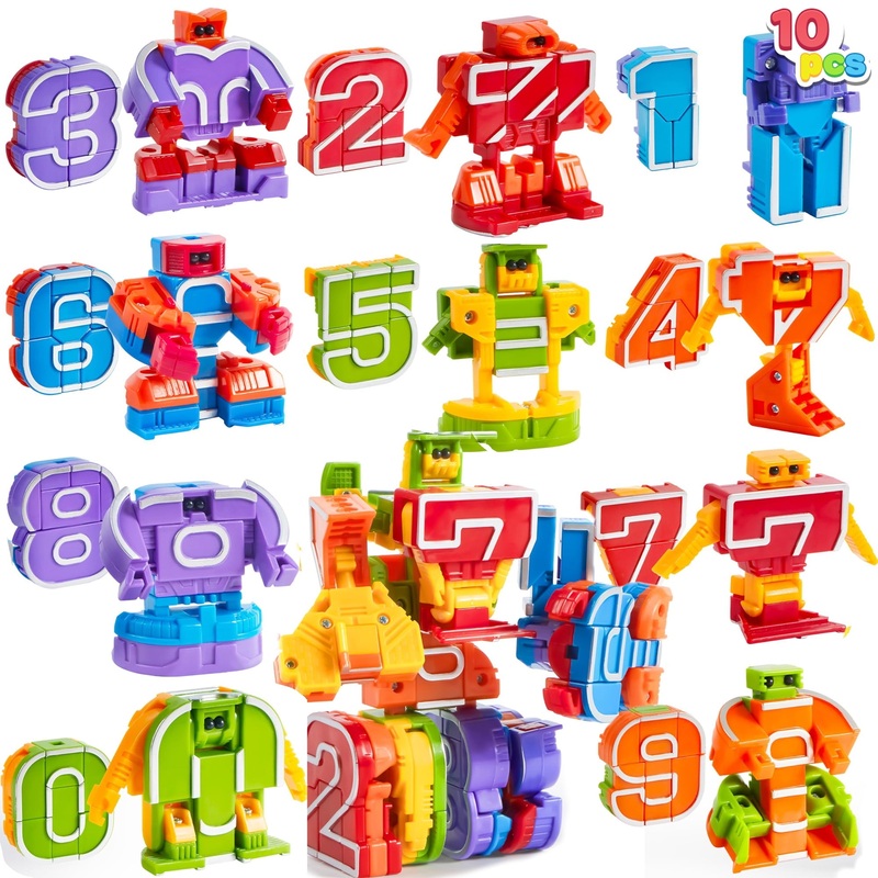 SYNCFUN 10 Pcs Number Robots Toy, Preschool Learning Resources for Boys, Letters Learning Toy for Kids Toddlers 3 4 5 6 Years Old