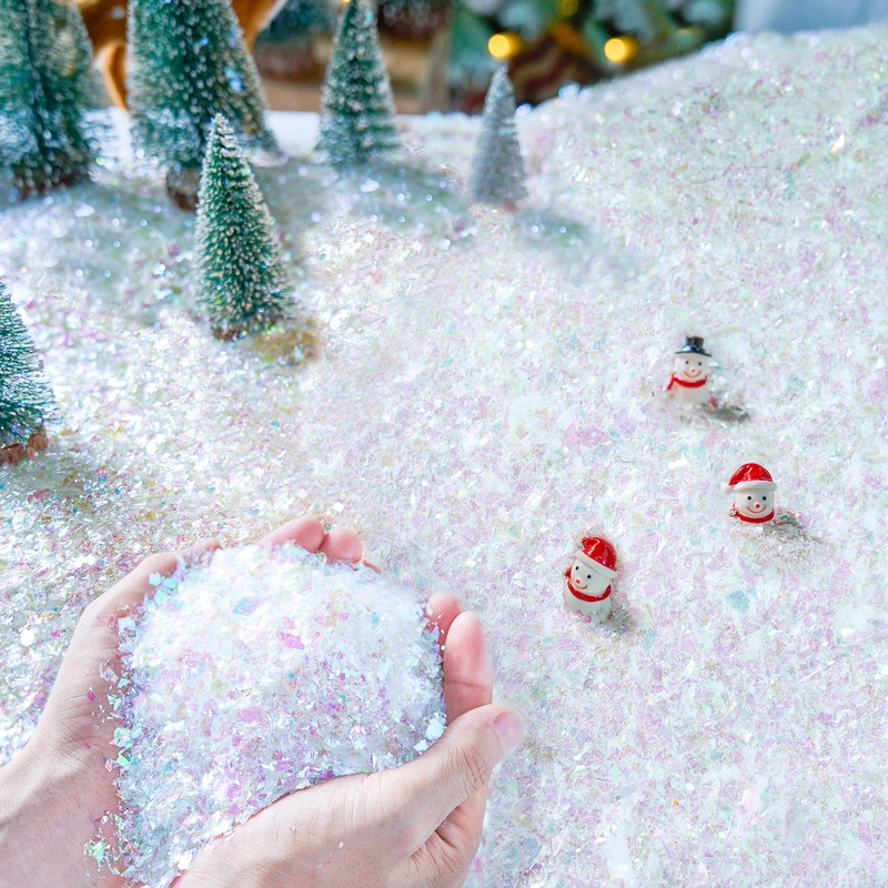 SYNCFUN 12 Oz Christmas Twinkles Snow, Plastic Artificial Snowflakes for Christmas Tree Decoration, Bling Snow Scenes, Xmas Party Favors Decor, Holiday Supplies, Winter Displays, Fake Snow Crafts