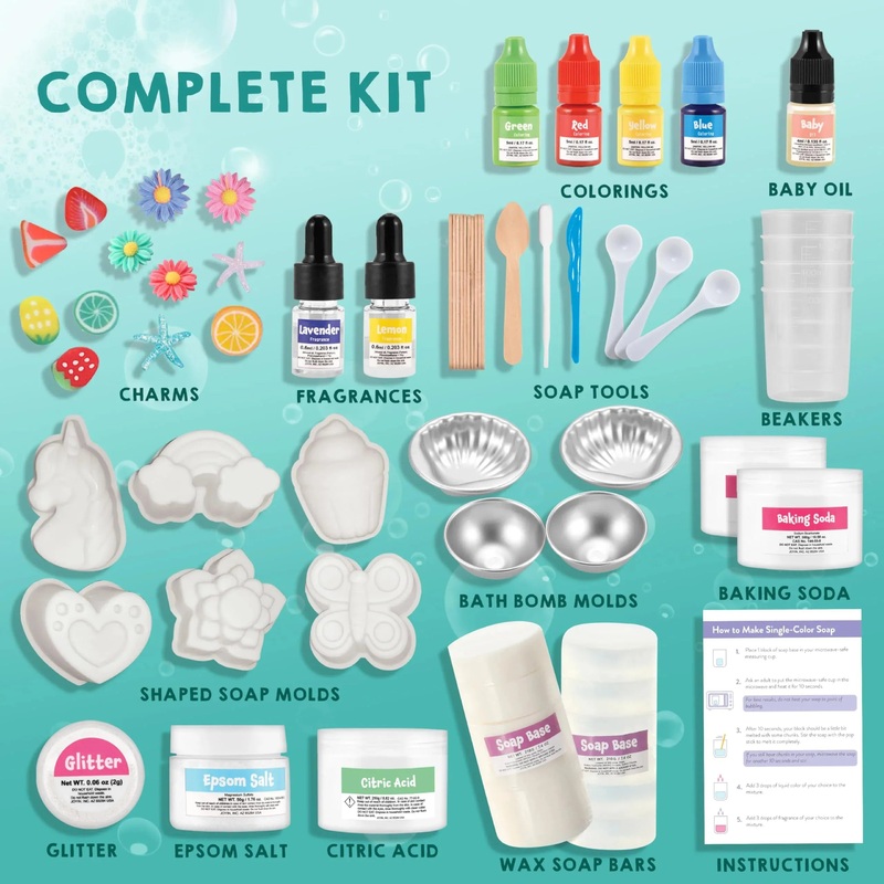 Syncfun Bath Bomb, Soap Making Kit for Kids, 2-in-1 Spa STEM Science Kits, DIY Make Your Own Bath Bombs & Soap, Spa Kit for Girls, Christmas Gifts for Toddler Girl, Birthday Present