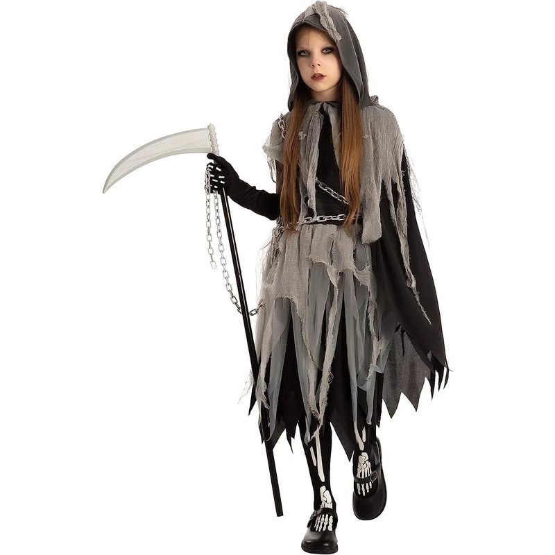 Syncfun Grim Reaper Girl Costume Glow in the dark for Halloween Role Play for 12-14 Years